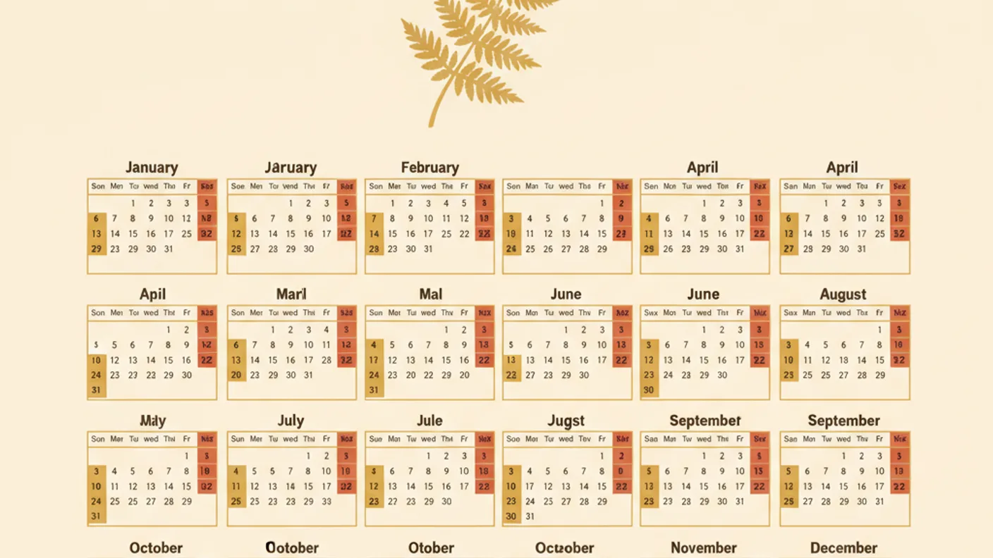 Illustration of a fortnightly NZ pay calendar with the 26 paydays highlighted